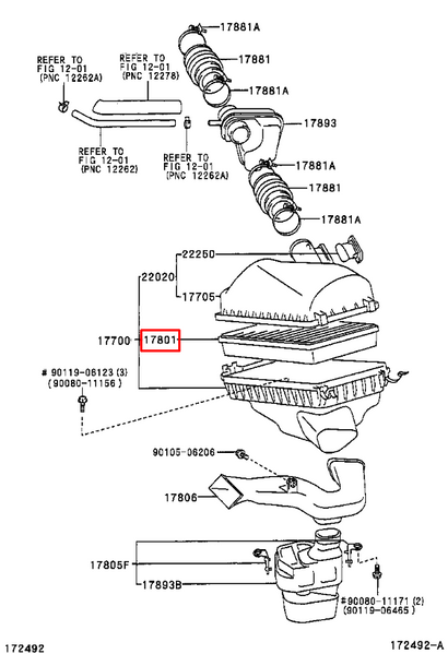 Фильтр воздушный Toyota Camry / Celica 1.8i, 1780174060 PM-1309 фото