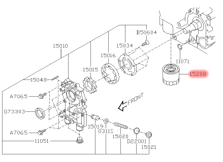 Фильтр масляный Subaru Outback 14-/Forester 2.0, 15208AA160 PM-1513 фото
