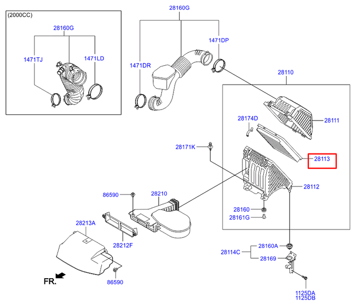 Фильтр воздушный Hyundai Santa Fe 12-, 281132W100 PM-1168 фото