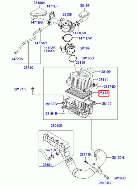 Фильтр воздушный Hyundai Santa Fe 2,2CRDI, 281132B000 PM-1169 фото