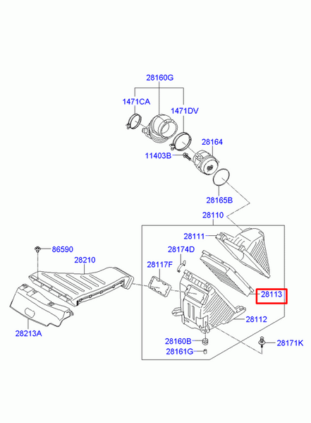 Фильтр воздушный Hyundai Santa Fe 2.0 CRDI, 281132P300 PM-1170 фото