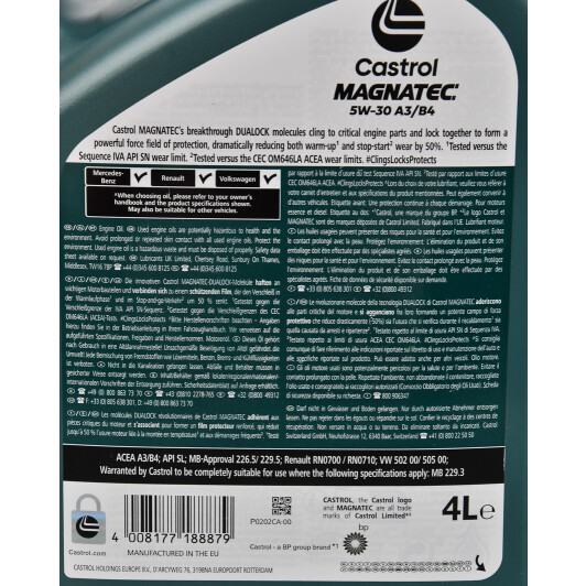 Мастило моторне Castrol Magnatec 5W30 A3/B4 4L, 15CA43 PM-172 фото