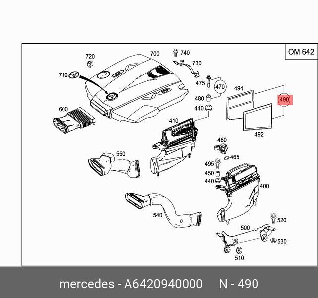 Фільтр повітряний Mercedes ML/GLE W164/W166/C292/GL/GLS X164/X166 (M642), A6420940000 PM-1229 фото