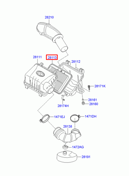 Фільтр повітряний Hyundai i10, 281130X000 PM-1180 фото