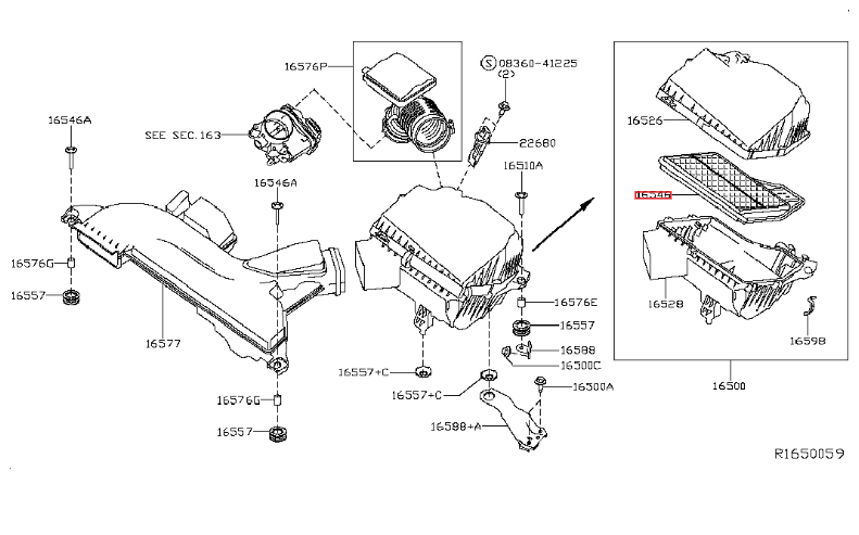 Фільтр повітряний Nissan Altima 2,5, 165463TA0A PM-1241 фото