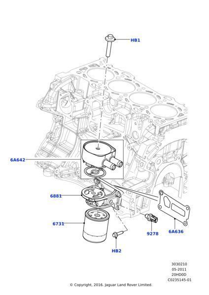 Фильтр масляный range rover evogue 2.0 l538, lr096524 PM-1592 фото